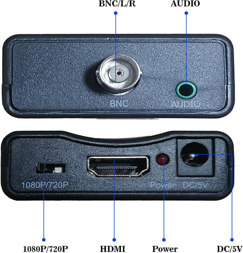 Coax to Hdmi Adapter,BNC to HDMI Converter,CVBS PAL/NTSC BNC to HDMI Adapter,720P/1080P Video Adapter HDCP Hook Security Camera CCTV DVRs Surveill...