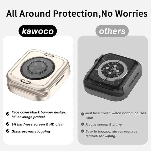 4 Pack Compatible with Apple Watch Waterproof Case 41mm Series 9/8/7 with Tempered Glass Screen Protector, 2 in 1 Full Coverage Bumper Protective ...
