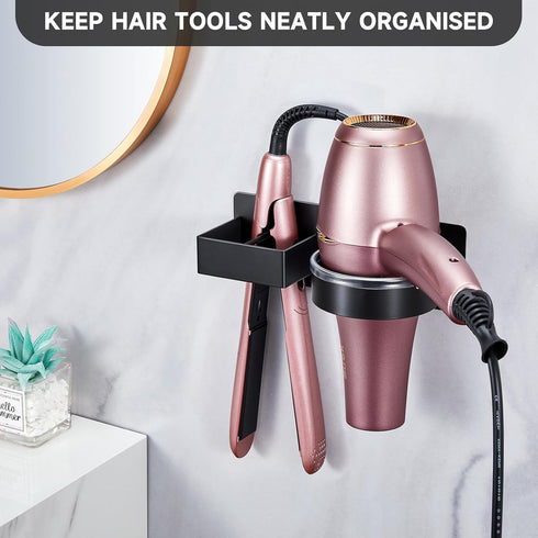 Hair Dryer Holder Blow Dryer Holder Wall Mounted, Adhesive Hair Straightener Holder, Hair Tool Organizer for Curling Iron Holder, Stainless Steel ...