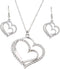 Wedding Jewelry Mother's Day Gifts Double Heart Pendant Necklace and Earring Set for Mom Women Bride Bridesmaids...