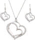 Wedding Jewelry Mother's Day Gifts Double Heart Pendant Necklace and Earring Set for Mom Women Bride Bridesmaids...
