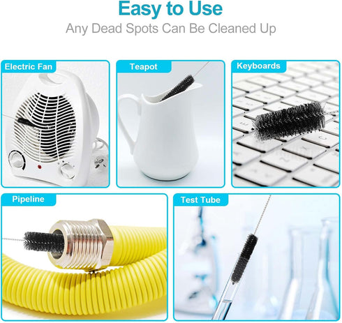 Straw Cleaner Brush Sets, 10 inch Long Tube and Bottle Cleaning Brushes, 10 PCS Professional Flexible Brushes for Cleaning Pipes, Keyboards, Glass...