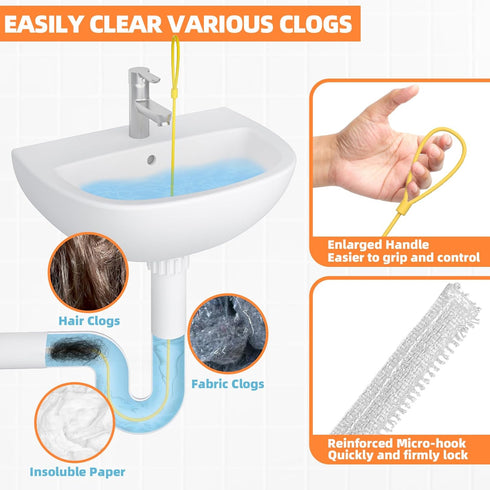 EastLink 30 Inch Drain Snake Hair Drain Clog Remover, Anti-Break Metal Drain Hair Remover with Nylon Layer, Sink Snake Drain Cleaner Tool for Bath...