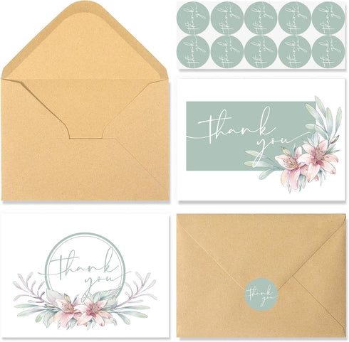 24 PCS Thank You Cards With Envelopes,thank you cards,4x6 Inch Minimalistic Design, Thank You Notes for Wedding,Business, Baby Shower, Small Busin...