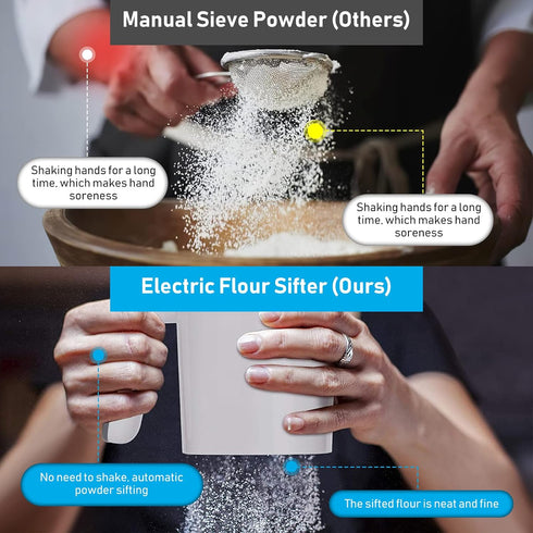 Electric Flour Sifter, Battery Operated Flour Sieve for Baking, Handheld Cooking Baking Tool for Cooking, Pastry Baking Kitchen Utensil DIY...