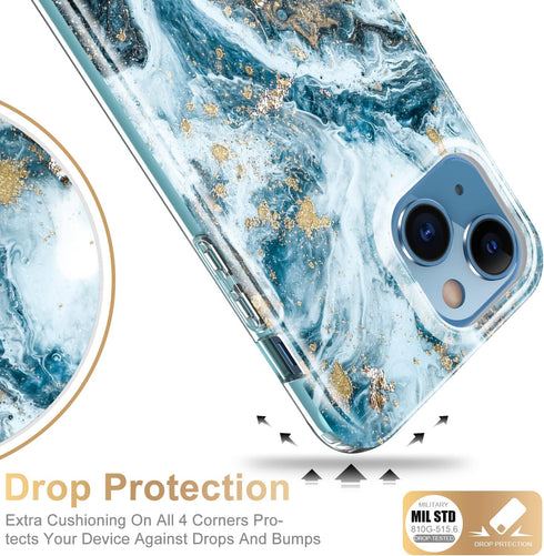 Esdot for iPhone 13 Case with Built-in Screen Protector,Military Grade Rugged Cover with Fashionable Designs for Women Girls,Protective Phone Case...