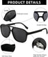 JIM HALO Polarized Aviator Sunglasses Men Women Vintage Square Driving Glasses (Matte Black Frame/Polarized Grey Lens)...