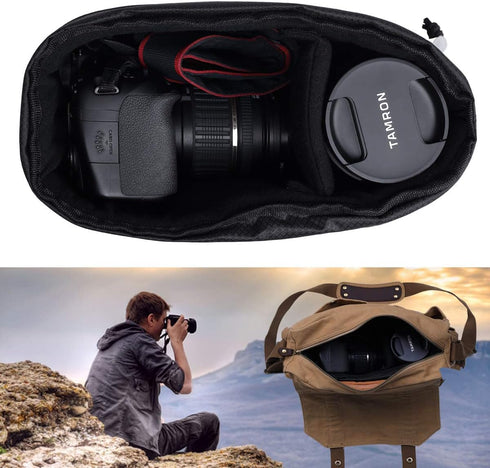 Shockproof Camera Insert Bag for SLR DSLR Mirrorless Camera Lens Flash Light Accessories Camera Pouch with Adjustable Dividers for Canon Nikon Son...