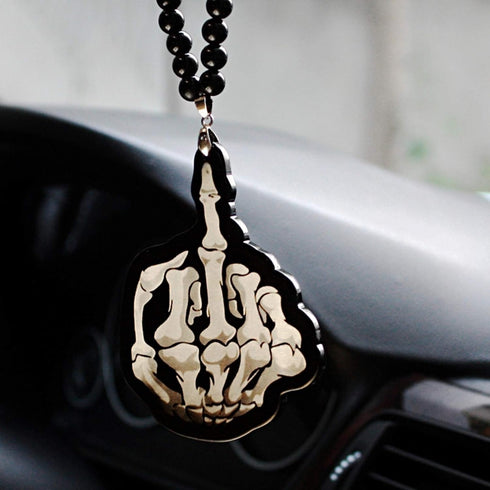 FJKWLC Car Rear View Mirror Pendant Car Pendant Acrylic Skeleton Hand Bones Rear View Mirror Charms Ornaments Mirror Trim Hanging Suspension Gift ...