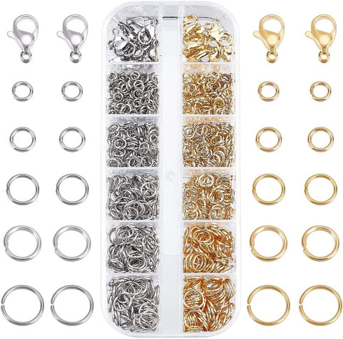 PH PandaHall 720Pcs 304 Stainless Steel Jump Rings with 4mm 20 Pcs Lobster Claw Clasps, 5/6/7/8mm Open Jump Rings Jewelry Clasps Jewelry Findings ...