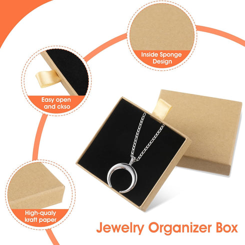 2Pcs Jewelry Gift Box Bracelet Gift Boxes Cardboard Jewelry Box Square Necklace Earring Bracelet Gift Box Kraft Organizer Storage Box for Jeweller...