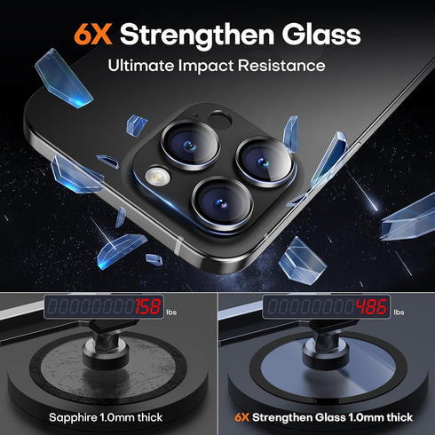 2 Pack Camera Lens Protector for iPhone 15 Pro Max/iPhone 15 Pro/iPhone 14 Pro Max/iPhone 14 Pro, Aluminum Alloy Sapphire Glass Camera Cover Scree...