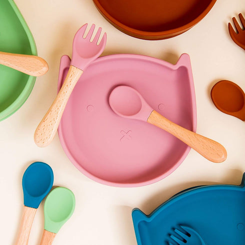 Silicone Baby Plates with Suction Set - BPA Free Suction Plates for Toddlers, Infants - Non Slip Kids Silicone Plates with Spoon - Baby Safe High ...
