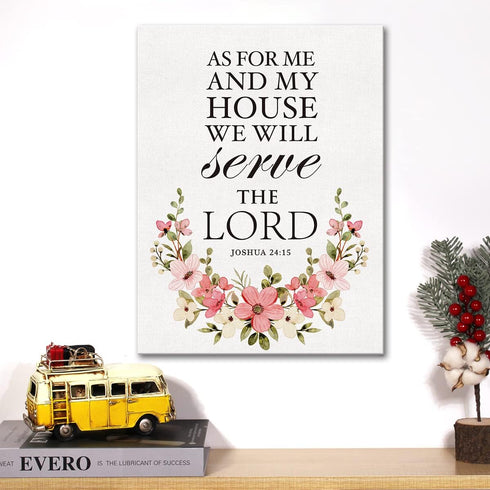 Christian Canvas Wall Art Motivational Joshua 24:15 As for Me and My House Canvas Print Scripture Bible Verse Painting Home Wall Decor Framed Gift...