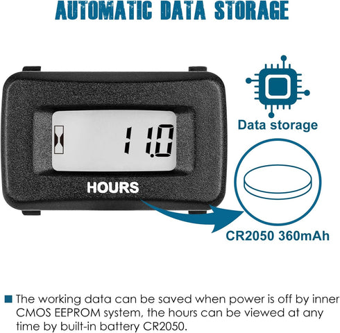 Runleader Digital Maintenance Hour Meter,AC/DC 5V to 277V for Garden Tractor Generator Scooter Club Car Forklift Leaf Trimmer etc.(1)...