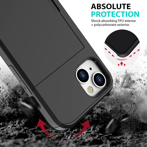 ZUSLAB Card Holder Slot Case Compatible with Apple iPhone 15 6.1 Inches 2023, Phone Wallet Case with 1 Tempered Glass Screen Protector, Rubber & P...