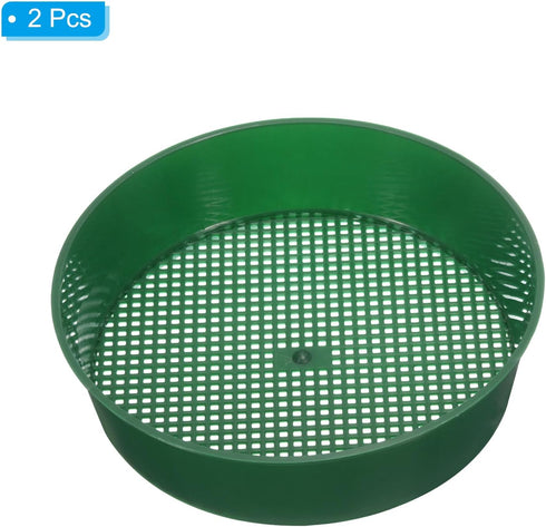 PATIKIL Garden Soil Sifter 8" Dia 1/8" Mesh Screen, 2 Pack Plastic Sand Sieve Sifting Pan Tool for Plant Gardening Flower Nursery, Green...