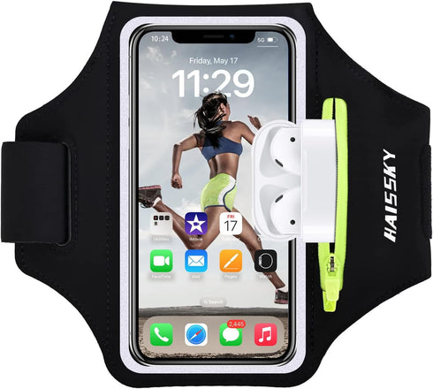 Cell Phone Running Armband with Zipper Pocket Armband Case Running Holder for iPhone 16 Pro Max/15/14 Pro Max/13/12 /11 Pro Max/XS/XR,Galaxy S20 S...