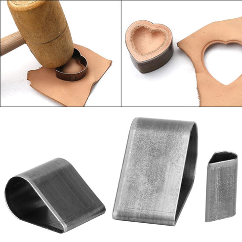 3pcs Leather Craft Cutting tool Hole Hollow Steel Cutter Punch Tool Kit Heart-shaped Drop shape Pentagram Cutting Mold(Drop-shape)...
