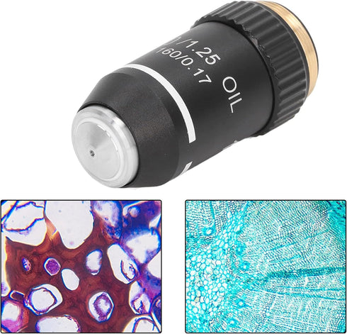 Microscope Objective Lens, 100X Magnification Lens High Power Objective Lens Replacement Achromatic Objective 20.2mm Interface Thread for Compound...