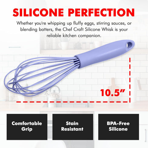 Chef Craft Premium Silicone Wire Cooking Whisk, 10.5 inch, Pastel Blue...