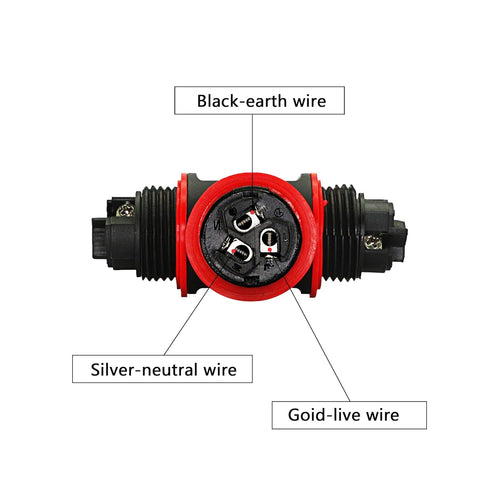 CERRXIAN 3 PIN 3 Way Electrical External Junction Box IP68 Waterproof Outdoor LED Electrical Converter for Ø 5mm-10mm Cable Range (Black)(2-Pack)...
