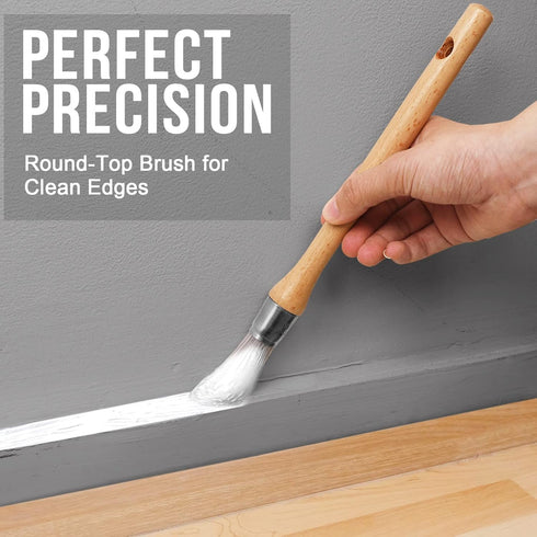WRAPXPERT Trim Paint Brush,11" Long Handle Edge Painting Tool Kit,Round Trim Brushes for Corner,Touch UPs,Artwork,House Wall Edges 3-Pack...