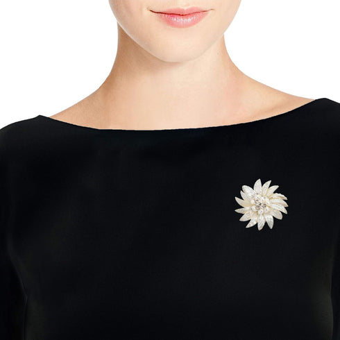 AeraVida Dancing White Petals Mother of Pearl-Cultured Freshwater Pearl Pin or Brooch | Floral Accessories for Women | Handmade Floral Brooch...