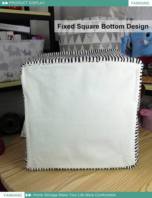 FANKANG Square Nursery Hamper Storage Bins Canvas Laundry Basket Foldable with Waterproof PE Coating Storage Baskets Gift Baskets for Children, Of...