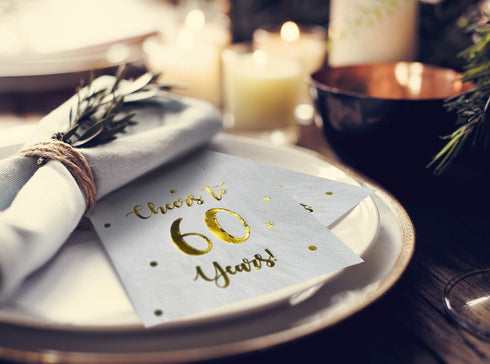 Cheers to 60 Years Cocktail Napkins | Happy 60th Birthday Decorations for Men and Women and Wedding Anniversary Party Decorations | 50-Pack 3-Ply ...