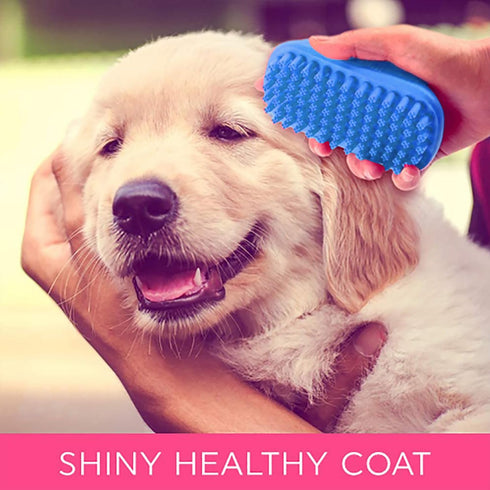 Taeku Dog Bath Brush, Rubber Shampoo Grooming Pet Brush Soft Shedding Bathing Hair Accessories Back Massage Cat Brush for Long Short Fur (Blue)...