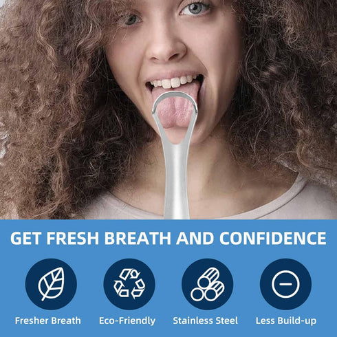 Tongue Scraper (3 Pack), Bad Breath Treatment Tongue Scraper for Adults, Medical Grade 100% Stainless Steel for Oral Care, Easy to Use Tongue Clea...