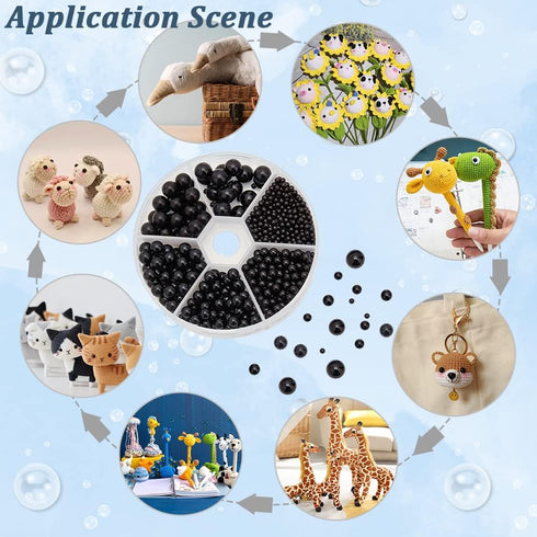 PH PandaHall 1113pcs Mini No Holes Pearls, 6 Sizes Undrilled Imitated Pearl Beads 2.5/4/5/6/7/8mm Black Beads Faux Pearls Loose Beads for Vase Fil...