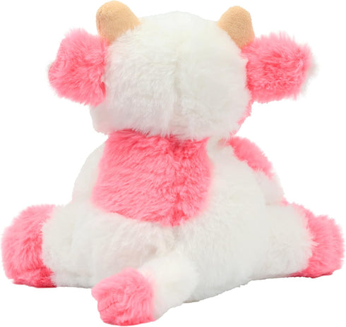 Hopearl Adorable Plush Cow Toy Floppy Dairy Cattle Soft Stuffed Animal Cute Birthday for Boys Girls Kids Toddlers, Strawberry Pink, 9''...