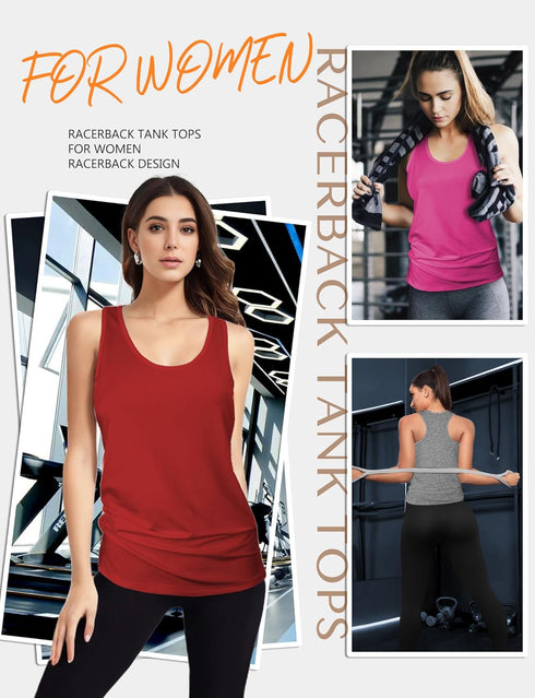 Tank Top for Women 2024, Workout Tank Tops Woman, Long Athletic Racerback Tank Tops for Women, Compression Sleeveless Shirts (X-Large, Red)...