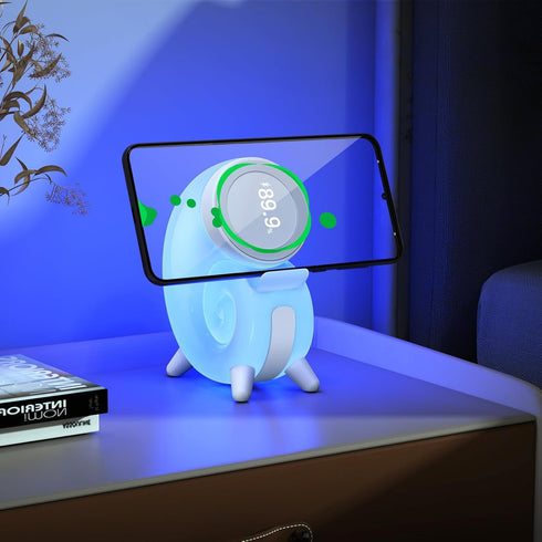 Mini Conch Magnetic Wireless Charging Atmosphere Lamp, 15W Wireless Charging Station, Touch to Adjust Lighting, Colorful RBG Light (White)...