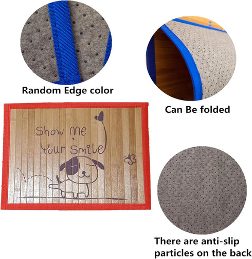 Pet Dog Bamboo Pad, Summer Pet Cat Puppy Portable Washable Mat Cartoons Pattern Mat Cushion Pad Cool Bed Sleeping Mattress Cushions Dogs Seat (Dog...