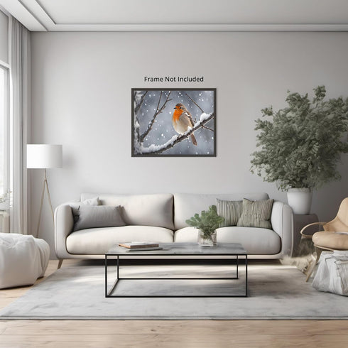 Posterizer 1 pcs-cute little bird in snowy winter scene -1-Art for Animal Lovers-Landscape & Nature Art-Decor for Home & Office- unframed wall art...