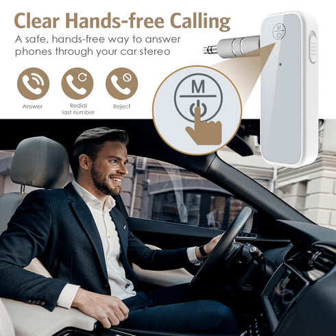 JXTZ Bluetooth Aux Adapter for Car, 2 in 1 Wireless Bluetooth Transmitter Receiver for Hands-Free Call, Noise Cancelling 3.5mm AUX Bluetooth 5.0 R...