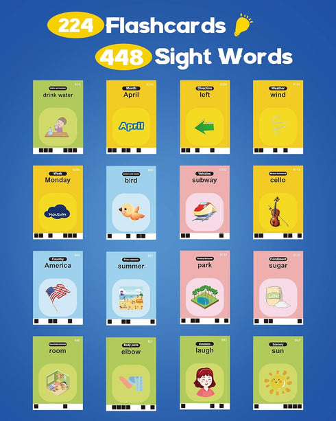 Toddler Toys for Boys 2-5 Years Old Gifts, Speech Autism Therapy Toys, Talking Flash Cards with 448 Sight Words, Learning Educational Montessori S...