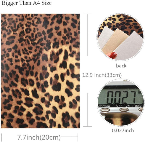 Leopard Printed Faux Leather Sheet Metallic Burst Crack Synthetic Leather Fabric Assorted 6 PCS 7.7" x 12.9" (20 cm x 33 cm) for Hair Accessories ...