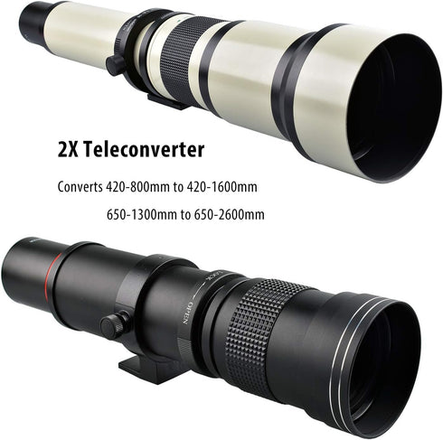 Lightdow 2X Teleconverter Magnification Lens Converter for T Mount 420-800mm 650-1300mm 500mm 800mm 900mm Mirror Telephoto Zoom Lenses...