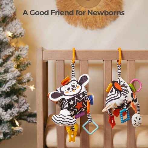 TUMAMA High Contrast Baby Toys, Black and White Infant Toys 0-3 Months for Newborn, Soft Sensory Rattles Toys with Teether for Toddlers...