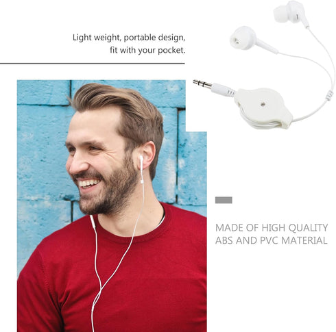 ULTECHNOVO Wired Earbuds, MP3 Double Pull Telescopic Headphones 3.5mm Earphones in-Ear Headphones Earplugs for MP3 (White)...