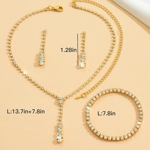 Silver Jewelry Set Wedding Jewelry Sets for Brides Bridesmaid Rhinestone Crystal Statement Choker Necklace Earrings Bracelet Set Bridal Wedding Pr...