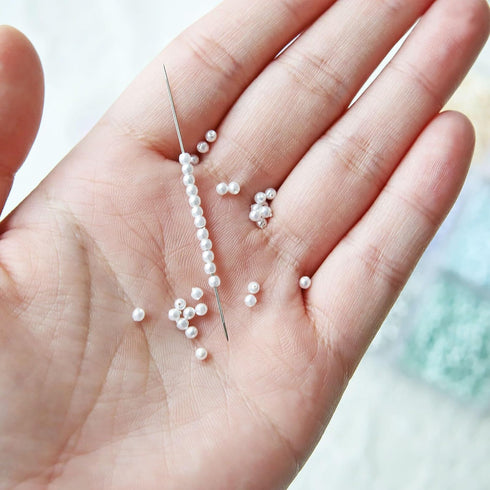 2mm/0.08" Premium Tiny Faux Pearl Beads, Mini Doll Faux Pearl Beads, in 12 Colors, Perfect for Doll Clothes, Craft Supplies, Pack of About 3 Grams...