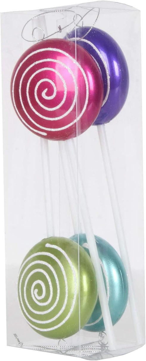 Vickerman 10" Multi-Colored Candy Swirl Lollipop Christmas Ornaments, 4 per Box...