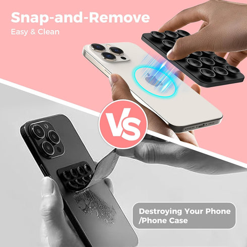 AHASTYLE Silicone Suction Phone Case Stand for iPhone 15/14/13/12 Series, Magnetic Suction Cup Phone Mount for iPhone MagSafe Phone Case, Mirror S...