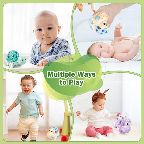 Tepear Baby Toy Car, Rattle & Roll Cars for Toddler Aged 1-3, Push and Go Toys with Soft Rubber 6-12 Month Infant, 3PCS Friction Powered Truck, Ba...