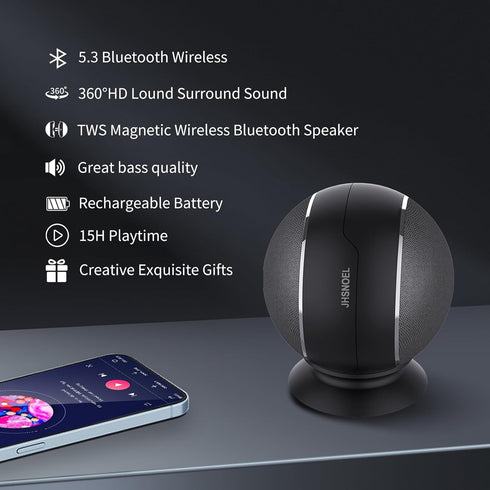 Portable Bluetooth Speaker - 360°HD Sound, Bluetooth 5.3,/TWS Stereo Sound/Magnetic for Speaker/Great bass quality/15H Playtime/TWS Pairing/for Ho...